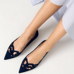 ZARA Navy Laser cut Flats 40/9